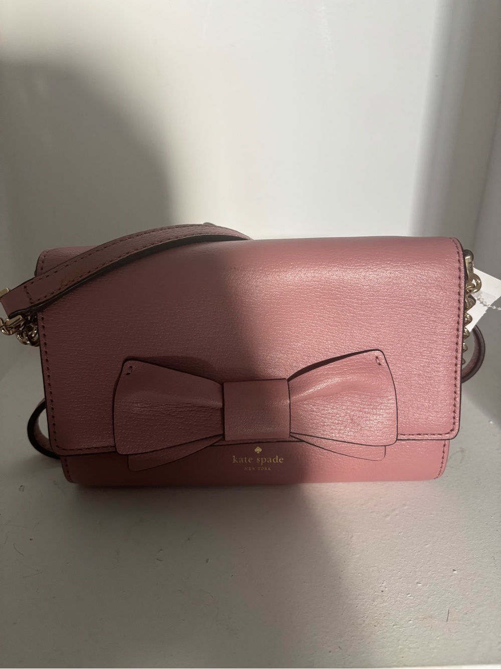 kate spade rose pink bow leather crossbody bag